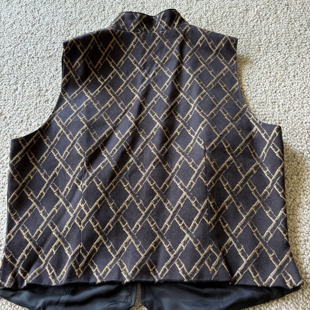 Vintage TAPP New York Vest | S/M | Black Gold Embroidered | Asian Inspired | USA - Picture 7 of 13